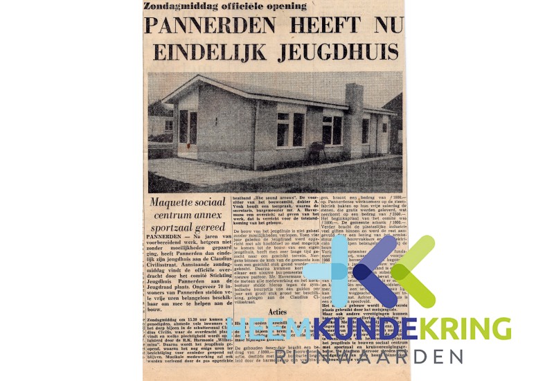 Pannerden 24-11-1967 Gelderlander Eindelijk nieuw Jeughuis
